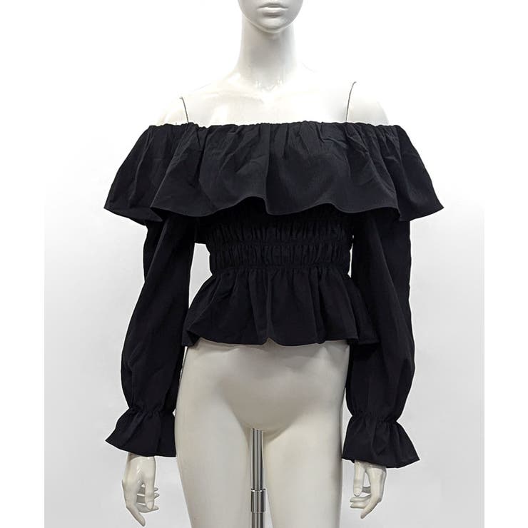 オフショルフリルシャーリングトップス パフスリーブ ペプラム | Riff | 詳細画像51 