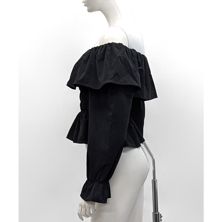 オフショルフリルシャーリングトップス パフスリーブ ペプラム | Riff | 詳細画像52 