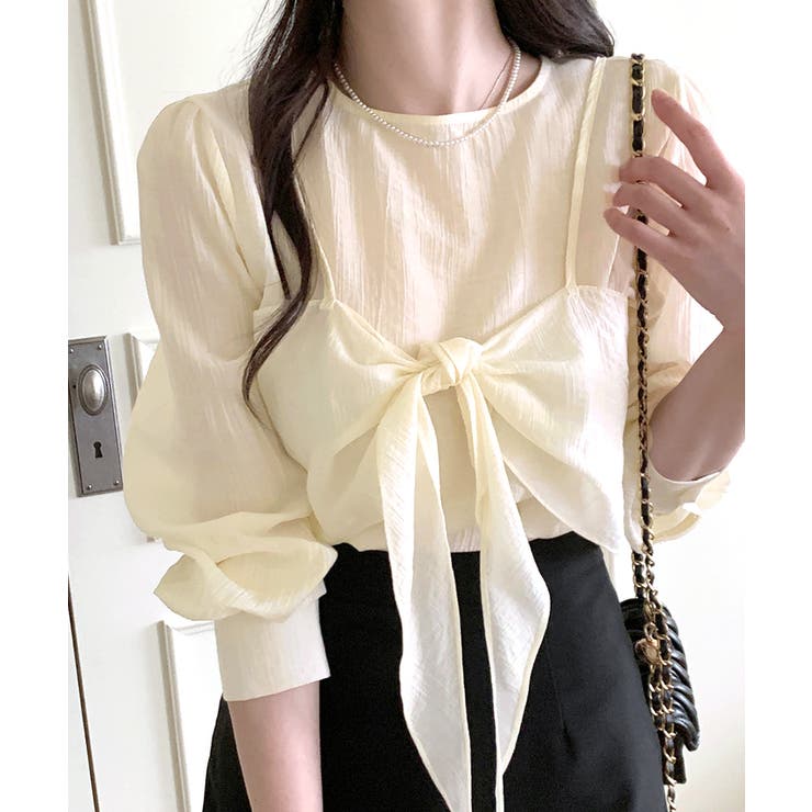 [2点セット] フロントリボンビスチェ+シアーブラウス アンサンブル | Riff | 詳細画像11 