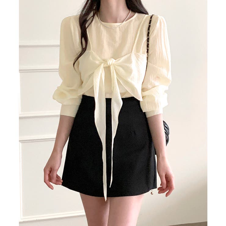 [2点セット] フロントリボンビスチェ+シアーブラウス アンサンブル | Riff | 詳細画像13 