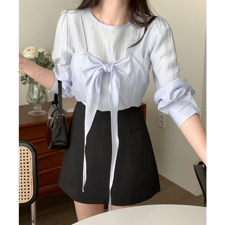 [2点セット] フロントリボンビスチェ+シアーブラウス アンサンブル | Riff | 詳細画像16 