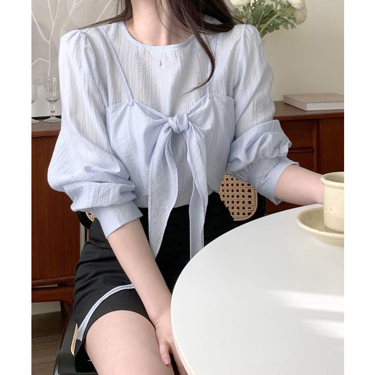 [2点セット] フロントリボンビスチェ+シアーブラウス アンサンブル | Riff | 詳細画像18 