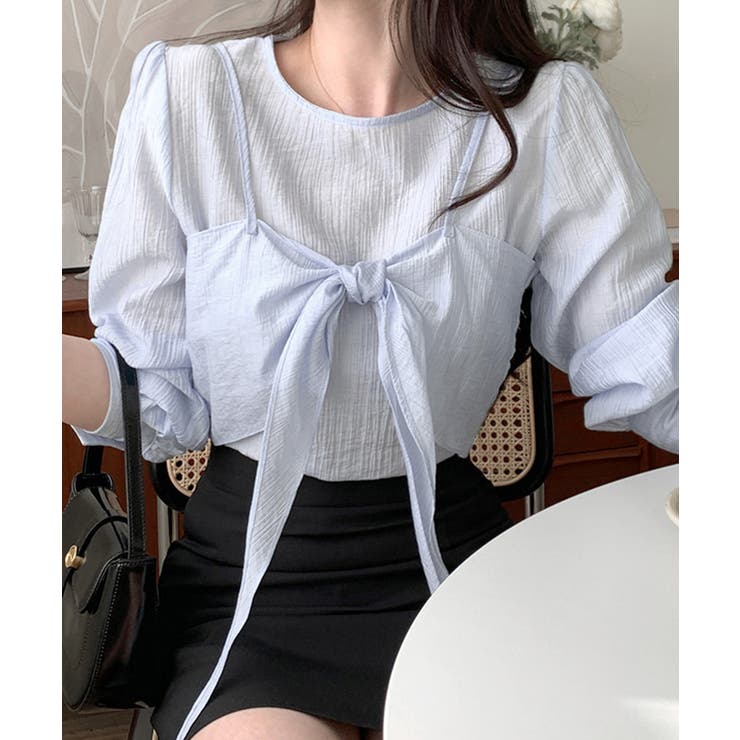 [2点セット] フロントリボンビスチェ+シアーブラウス アンサンブル | Riff | 詳細画像19 