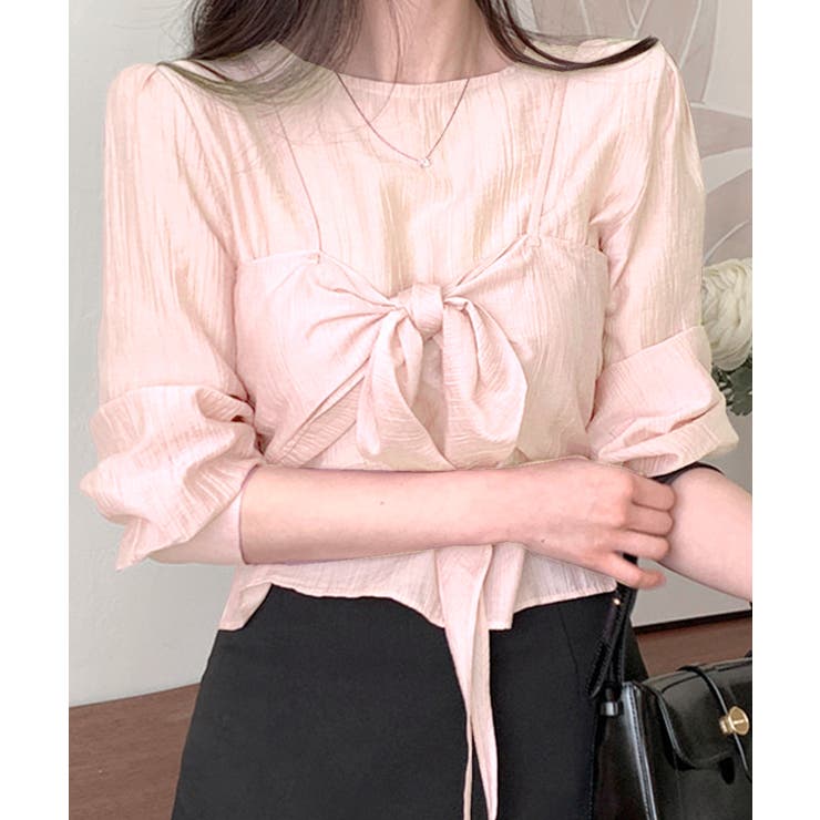 [2点セット] フロントリボンビスチェ+シアーブラウス アンサンブル | Riff | 詳細画像2 