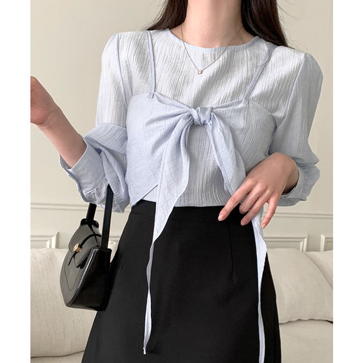 [2点セット] フロントリボンビスチェ+シアーブラウス アンサンブル | Riff | 詳細画像21 