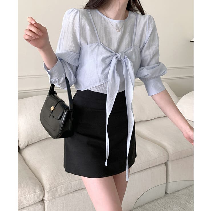 [2点セット] フロントリボンビスチェ+シアーブラウス アンサンブル | Riff | 詳細画像22 