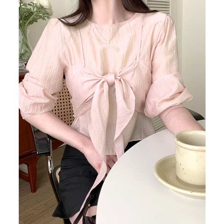 [2点セット] フロントリボンビスチェ+シアーブラウス アンサンブル | Riff | 詳細画像4 