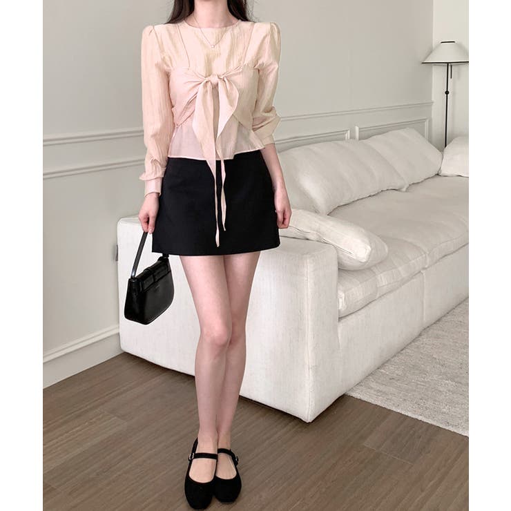 [2点セット] フロントリボンビスチェ+シアーブラウス アンサンブル | Riff | 詳細画像7 