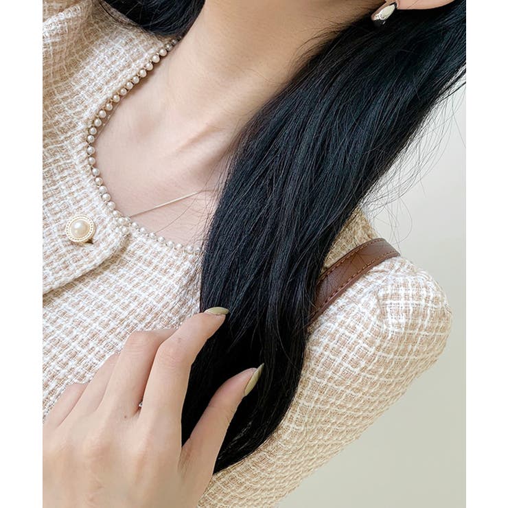 ショート丈ツイードジャケット 半袖 ノーカラージャケット | Riff | 詳細画像12 