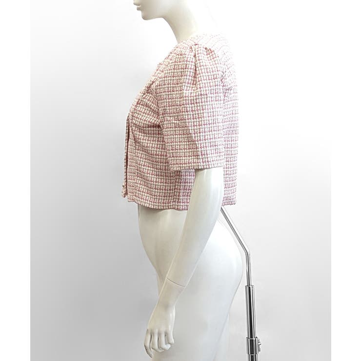 ショート丈ツイードジャケット 半袖 ノーカラージャケット | Riff | 詳細画像22 