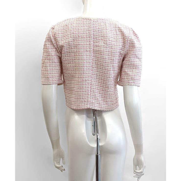 ショート丈ツイードジャケット 半袖 ノーカラージャケット | Riff | 詳細画像23 