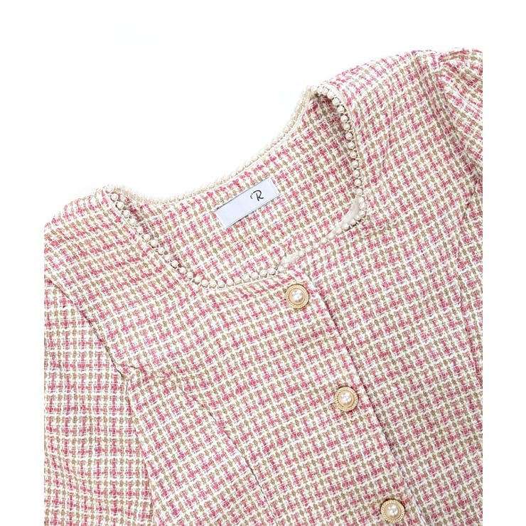 ショート丈ツイードジャケット 半袖 ノーカラージャケット | Riff | 詳細画像24 