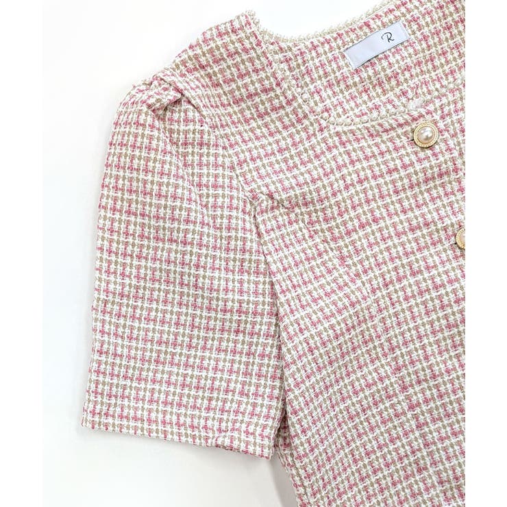 ショート丈ツイードジャケット 半袖 ノーカラージャケット | Riff | 詳細画像25 