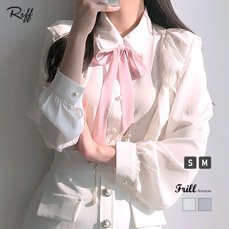 フリルシフォンブラウス リボン ボウタイ[品番：NETW0002269]｜Riff