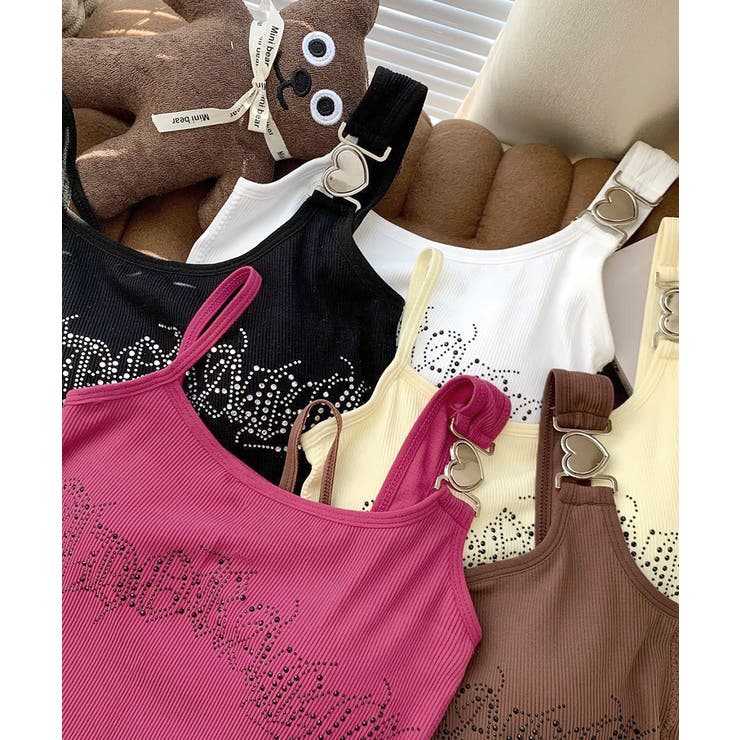 カップ付きラインストーンタンクトップ ブラトップ キャミソール | Riff | 詳細画像4 