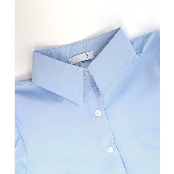 折り返しタックスリーブ半袖シャツ オープンカラー ブラウス | Riff | 詳細画像17 