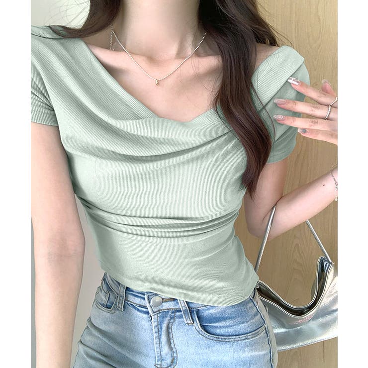 ドレープネックリブトップス 半袖 Tシャツ | Riff | 詳細画像34 