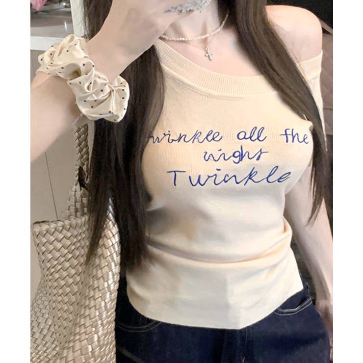 ワンショルダーサイドスリットロゴトップス イレギュラーヘム Tシャツ | Riff | 詳細画像14 