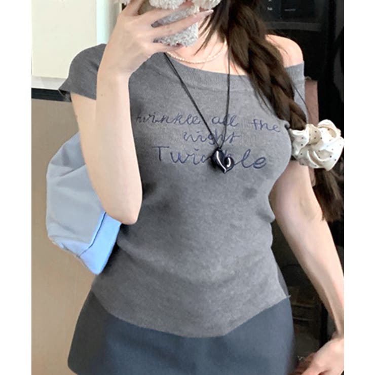 ワンショルダーサイドスリットロゴトップス イレギュラーヘム Tシャツ | Riff | 詳細画像3 