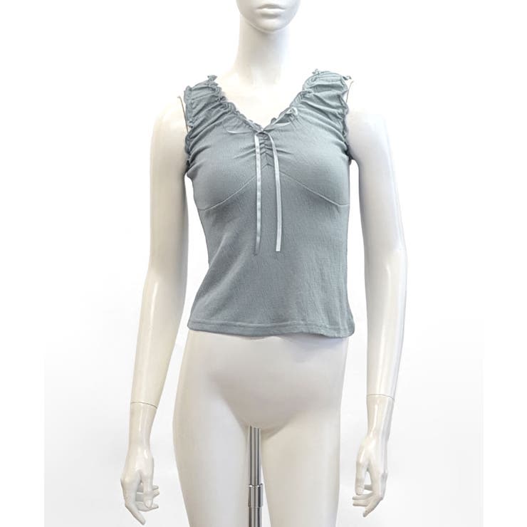 センターリボンギャザーノースリーブ 2WAY オフショル | Riff | 詳細画像23 