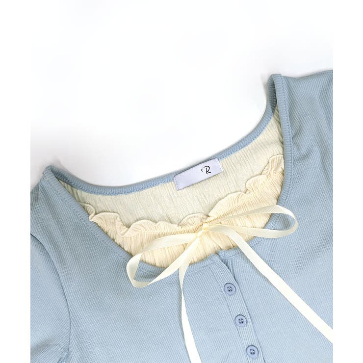 フェイクレイヤード胸リボントップス 半袖 重ね着風 | Riff | 詳細画像29 