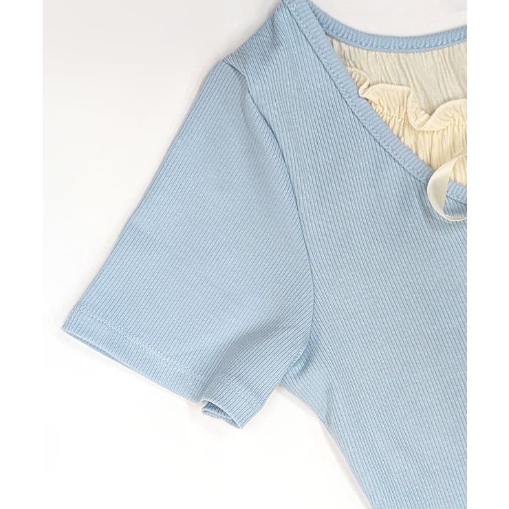 フェイクレイヤード胸リボントップス 半袖 重ね着風 | Riff | 詳細画像30 