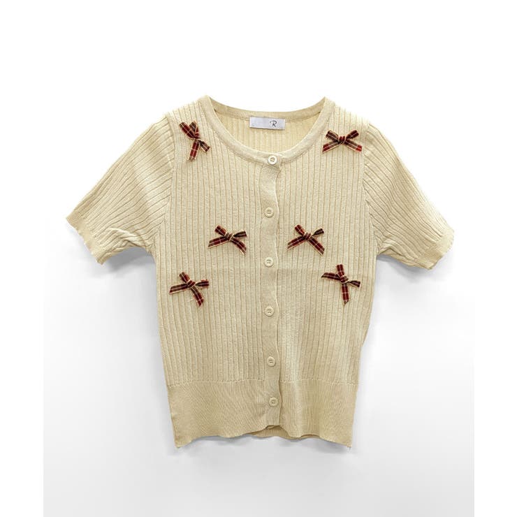 チェックリボン付きカーディガン サマーニット リブニット | Riff | 詳細画像18 