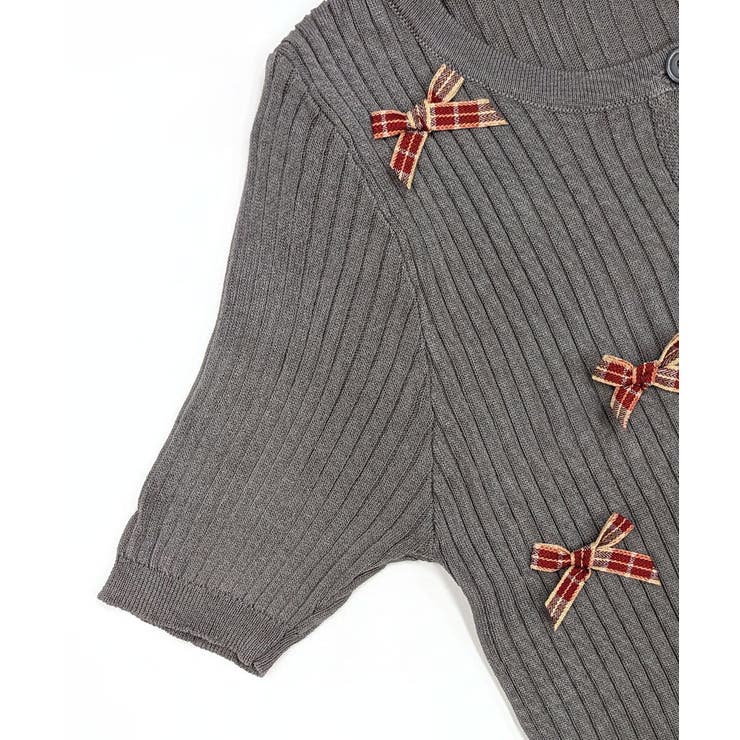 チェックリボン付きカーディガン サマーニット リブニット | Riff | 詳細画像26 