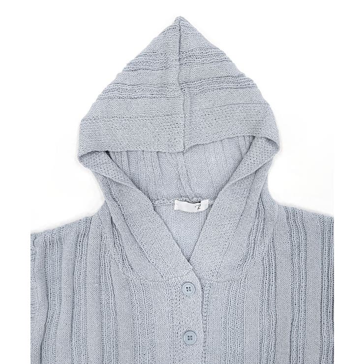 フード付きニット半袖カーディガン サマーニット ニットカーデ | Riff | 詳細画像17 