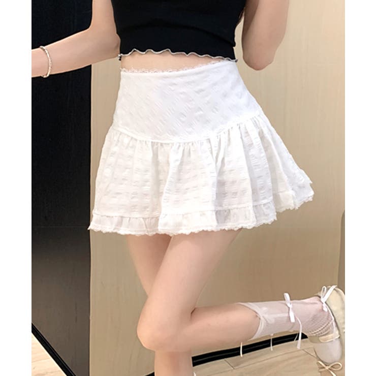 レースフレアミニスカート インナーパンツ付き スカパン | Riff | 詳細画像4 