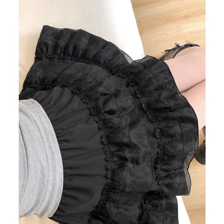 2段レースフリルミニスカート インナーパンツ付き ティアードスカート | Riff | 詳細画像27 