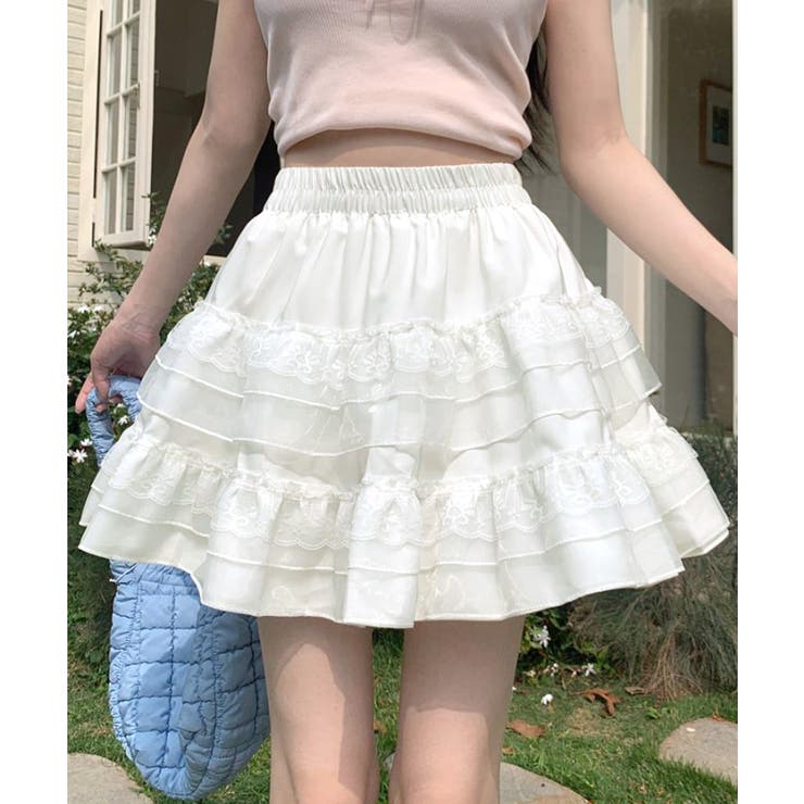 2段レースフリルミニスカート インナーパンツ付き ティアードスカート | Riff | 詳細画像6 
