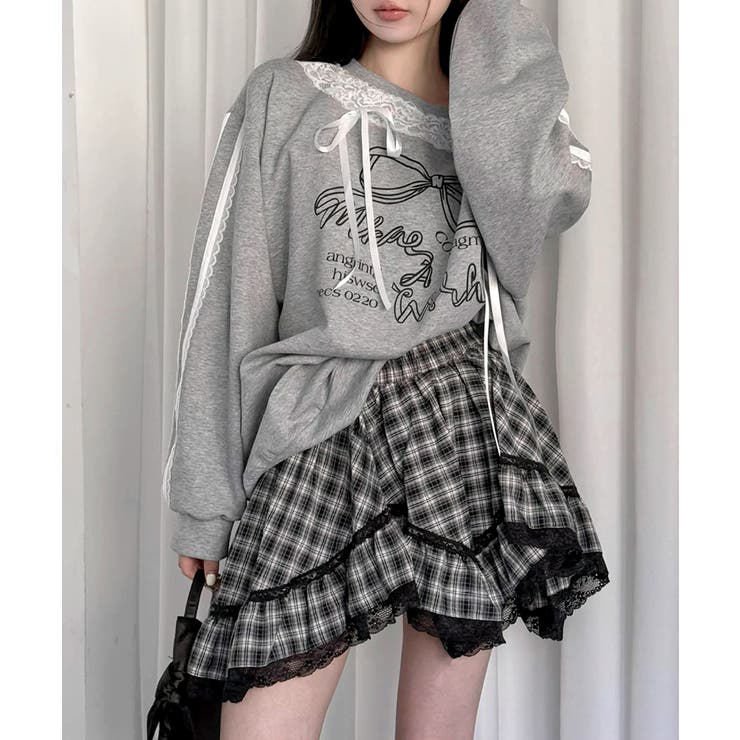 裾レースアシンメトリーフリルミニスカート インナーパンツ付き フレアスカート | Riff | 詳細画像17 