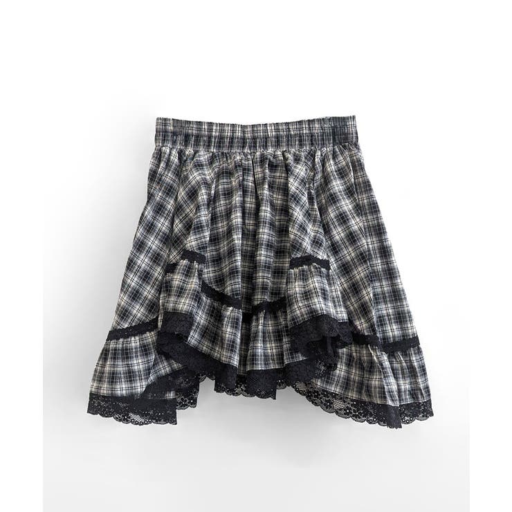 裾レースアシンメトリーフリルミニスカート インナーパンツ付き フレアスカート | Riff | 詳細画像19 