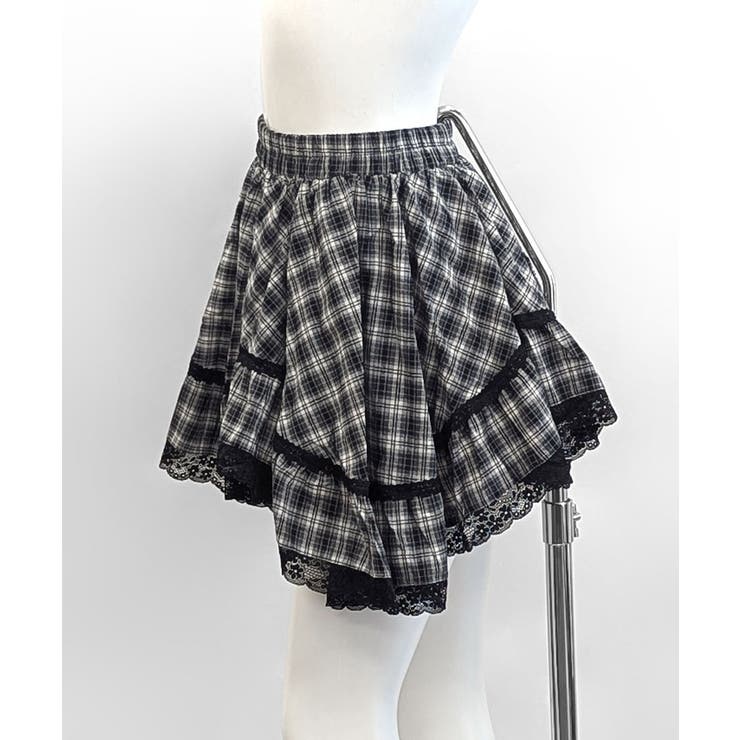 裾レースアシンメトリーフリルミニスカート インナーパンツ付き フレアスカート | Riff | 詳細画像21 