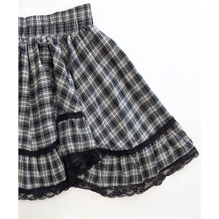 裾レースアシンメトリーフリルミニスカート インナーパンツ付き