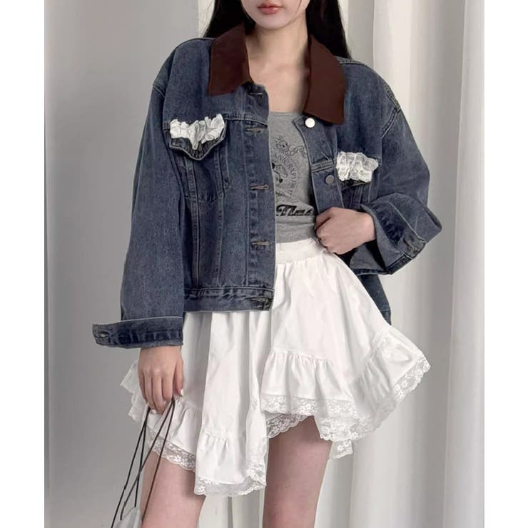 裾レースアシンメトリーフリルミニスカート インナーパンツ付き フレアスカート | Riff | 詳細画像9 