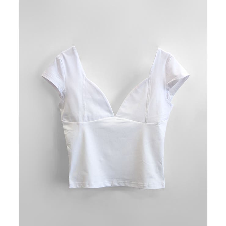 深Vネック半袖トップス ショート丈 クロップド丈 | Riff | 詳細画像11 