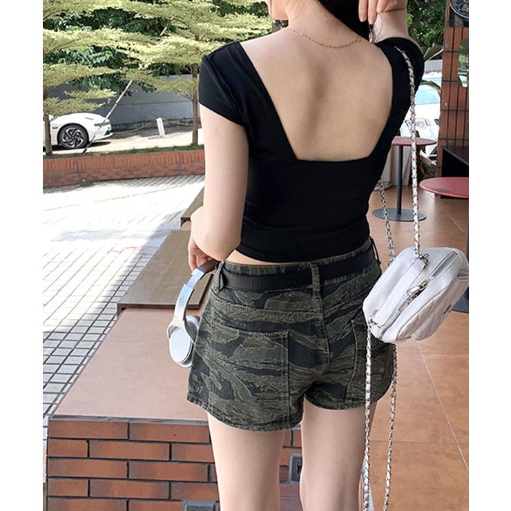 深Vネック半袖トップス ショート丈 クロップド丈 | Riff | 詳細画像9 