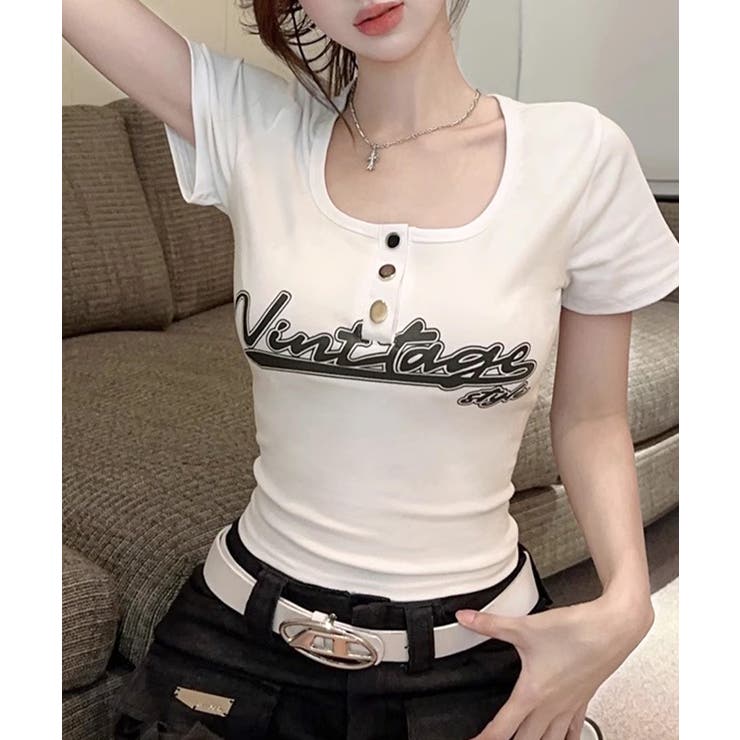 ヘンリーネックロゴプリントTシャツ 半袖 プリントT | Riff | 詳細画像13 