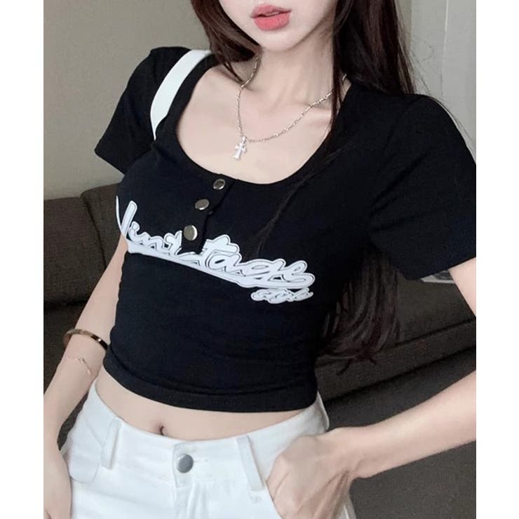 ヘンリーネックロゴプリントTシャツ 半袖 プリントT | Riff | 詳細画像3 