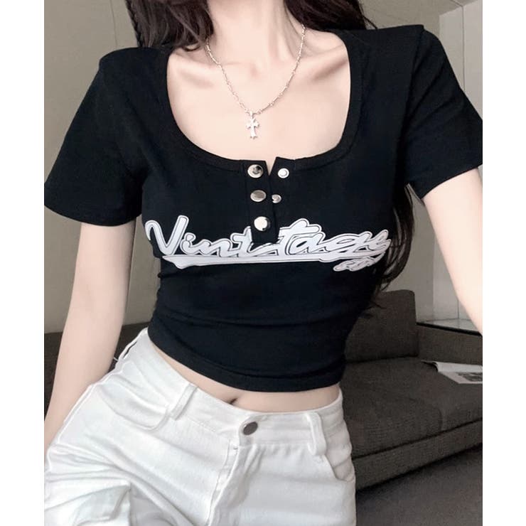 ヘンリーネックロゴプリントTシャツ 半袖 プリントT | Riff | 詳細画像4 