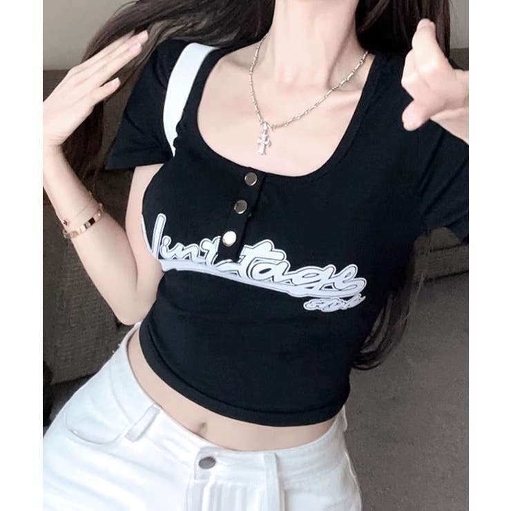 ヘンリーネックロゴプリントTシャツ 半袖 プリントT | Riff | 詳細画像5 