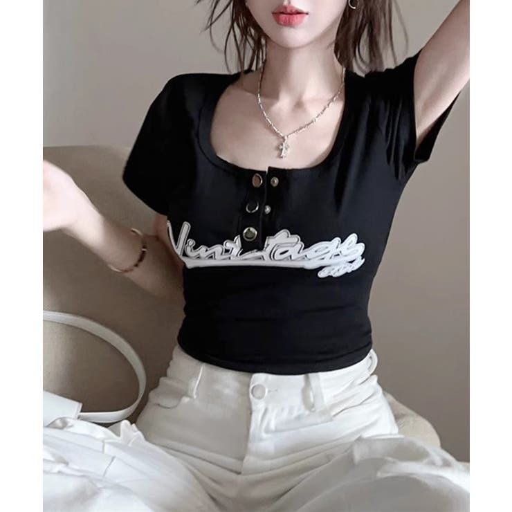 ヘンリーネックロゴプリントTシャツ 半袖 プリントT | Riff | 詳細画像7 