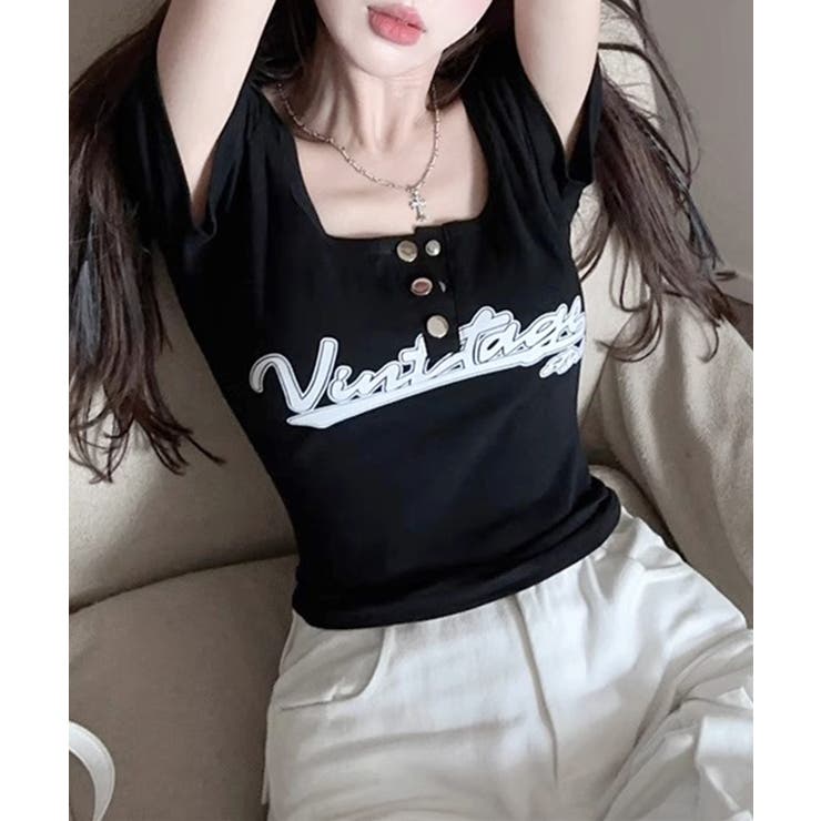 ヘンリーネックロゴプリントTシャツ 半袖 プリントT | Riff | 詳細画像8 