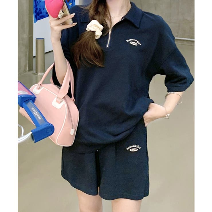 CLUBHAUS ネイビー ポロシャツ & ショートパンツ セット CLUBHAUS ネイビー ポロシャツ & ショートパンツ セット