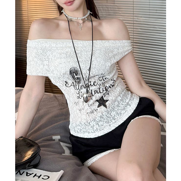 オフショルロゴレーストップス ワンショル ロゴプリント | Riff | 詳細画像12 