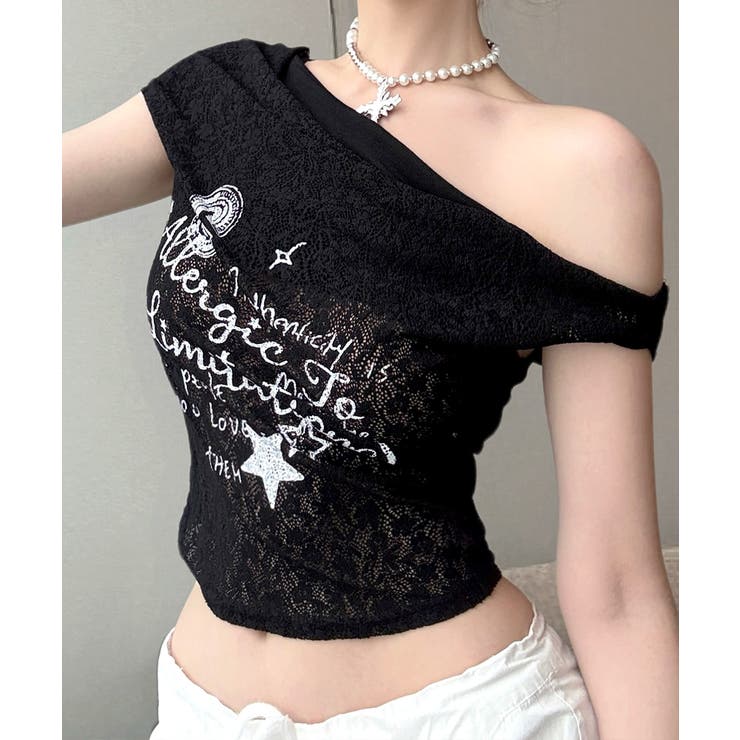 オフショルロゴレーストップス ワンショル ロゴプリント | Riff | 詳細画像18 