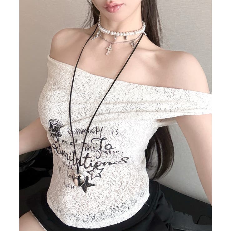 オフショルロゴレーストップス ワンショル ロゴプリント | Riff | 詳細画像2 