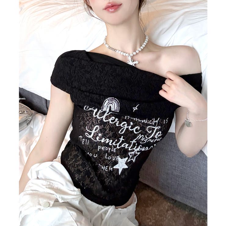 オフショルロゴレーストップス ワンショル ロゴプリント | Riff | 詳細画像20 